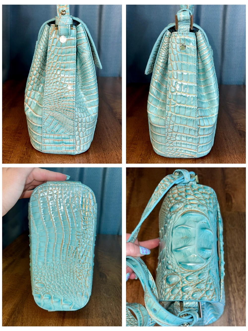 Brahmin NWOT Margo - Waterfall - 3 FULL EYES - Metallic - Gorgeous - Picture 7 of 16